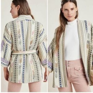 Anthropologie multi colored jacket with belt